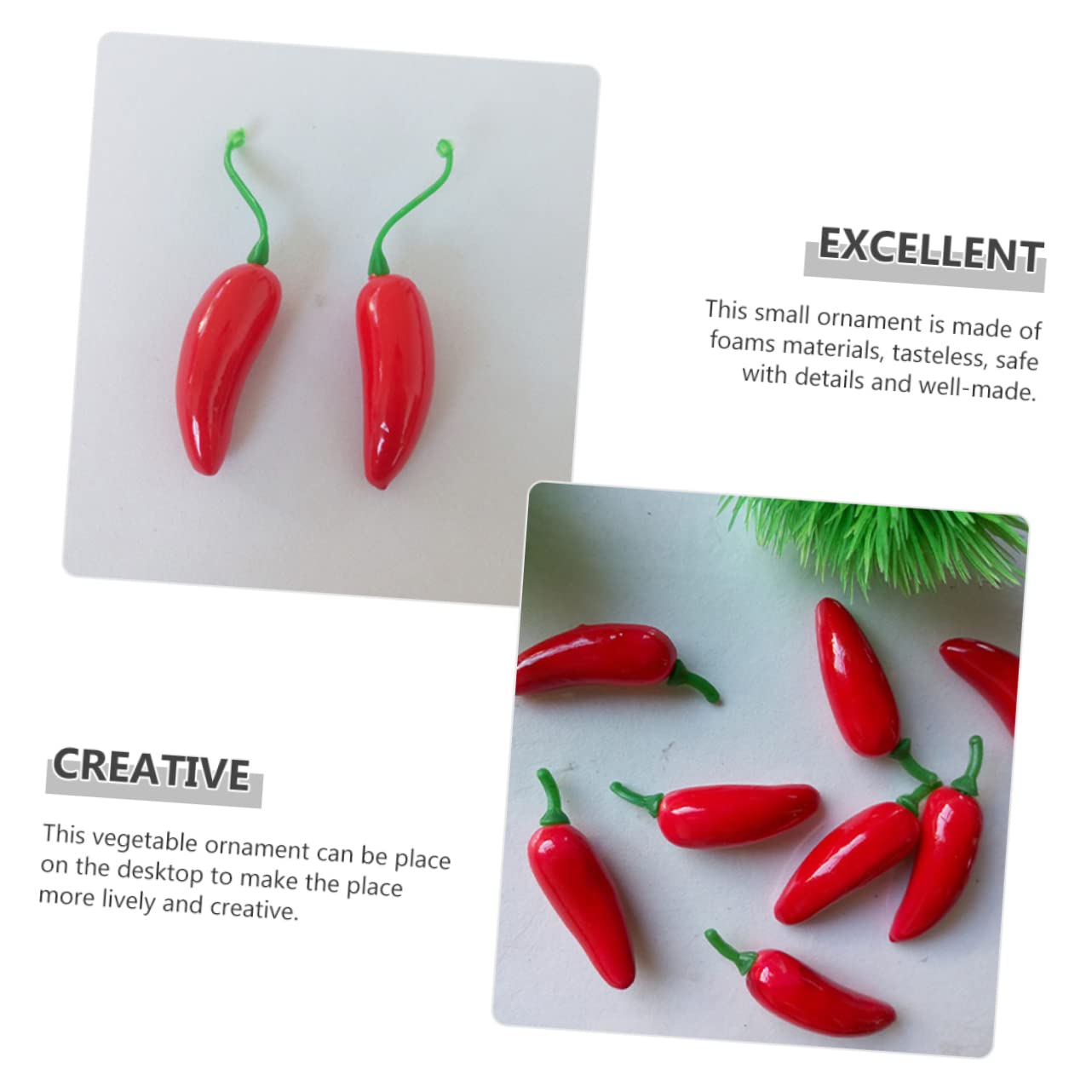 TOPBATHY 400 Pz Artificiale Peperoncino Artificiale Giocattoli Vegetali Spuma Di Peperoncino Vegetale Artificiale Banchetto Di Verdure Calde Mini Peperoni Mini Giocattolo Rosso Schiuma