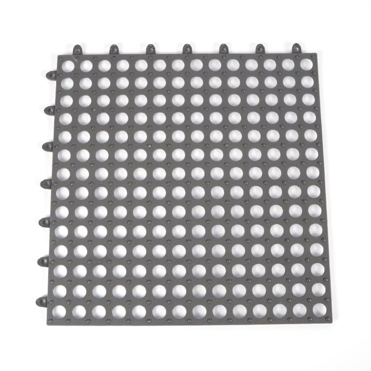 TPE Interlocking Bath Mats – Non-Slip Massage Shower Floor Tiles with Drainage Holes, Eco-Friendly & Cut-to-Fit for Bathroom/Shower Room (Grey,6)