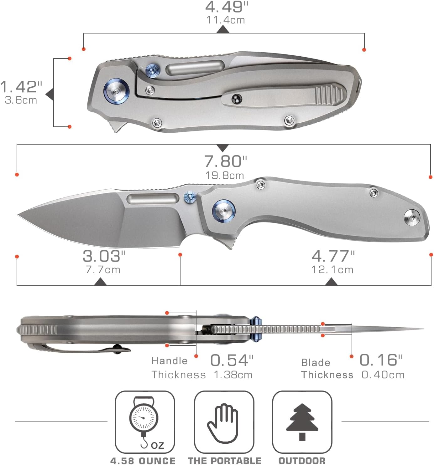 REMETTE RT-TwoFace Knife Titanium Handle M390 Blade (Silver)