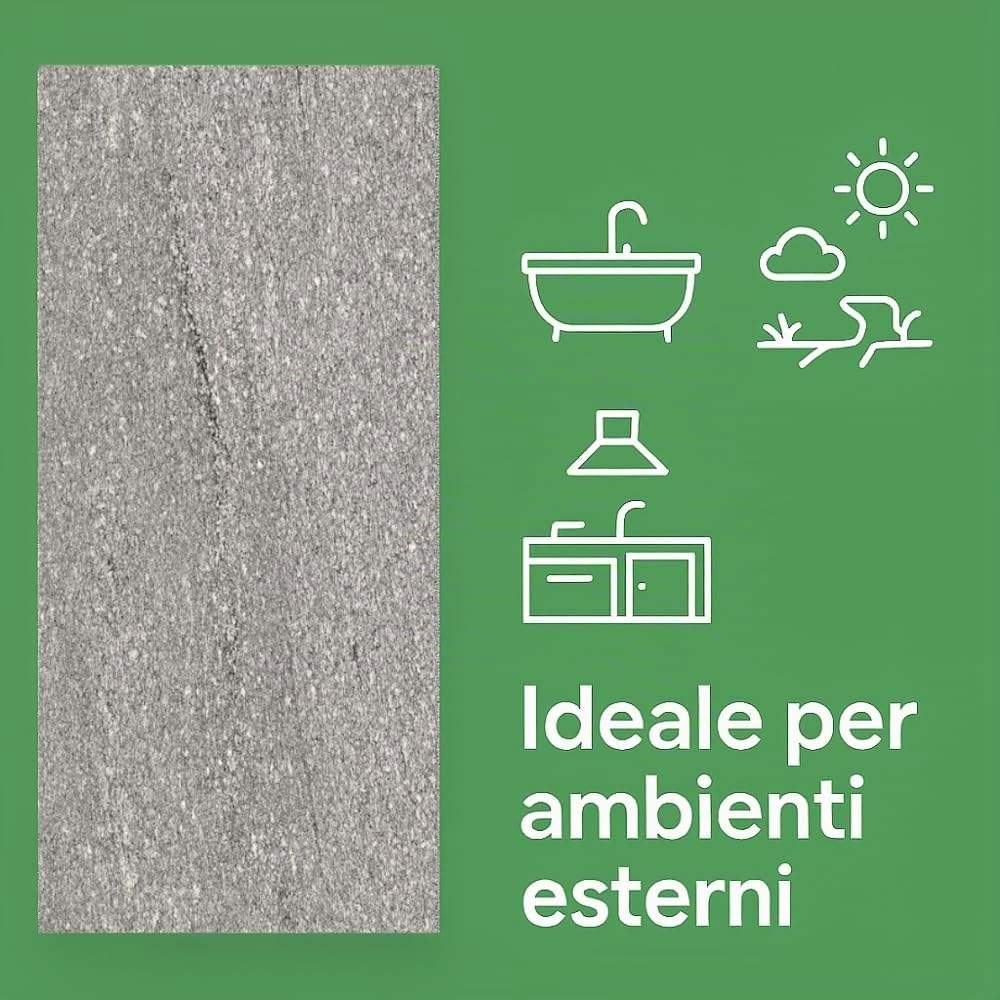FORTUNATO Piastrella Interni Esterni Gres Porcellanato Rettificata Superficie Bocciardata Finitura Opaca London Grey 60x120 cm (London Grey, 1,44 m²)