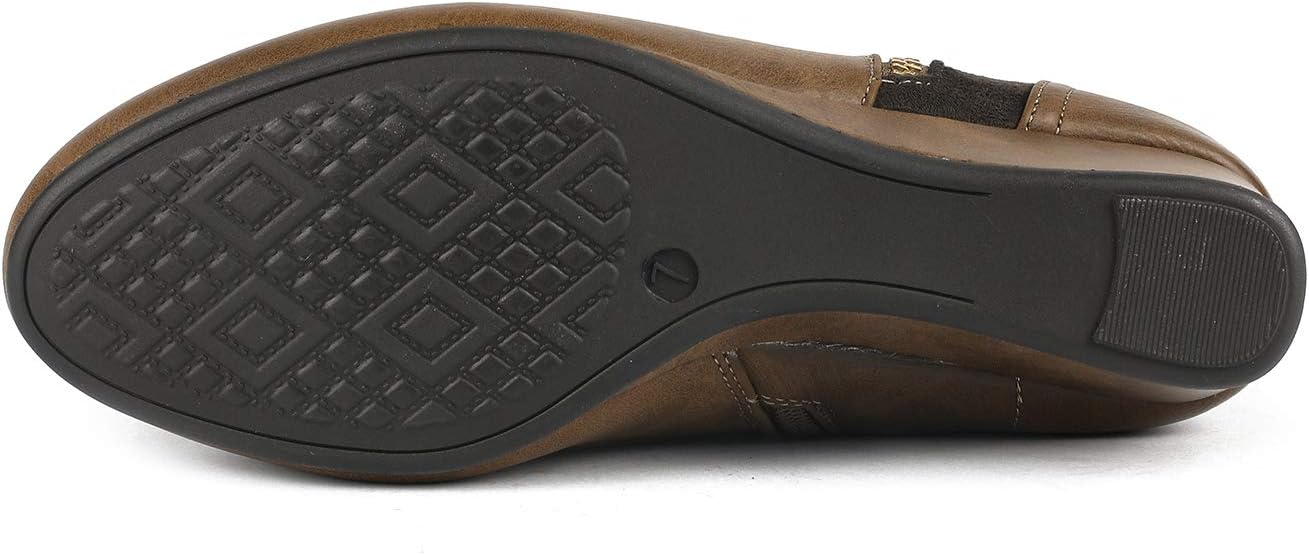 DREAM PAIRS Women's Consta Khaki Brown Low Wedge Knee High Winter Boots Size 5 M US