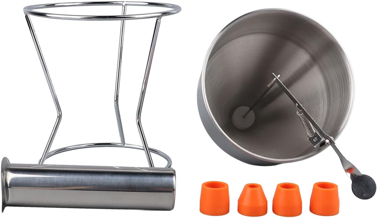 Jerliflyer Multi Caliber Pancake Batter Dispenser,with Stand 4 PCS 18mm Silicone Mouth Tips