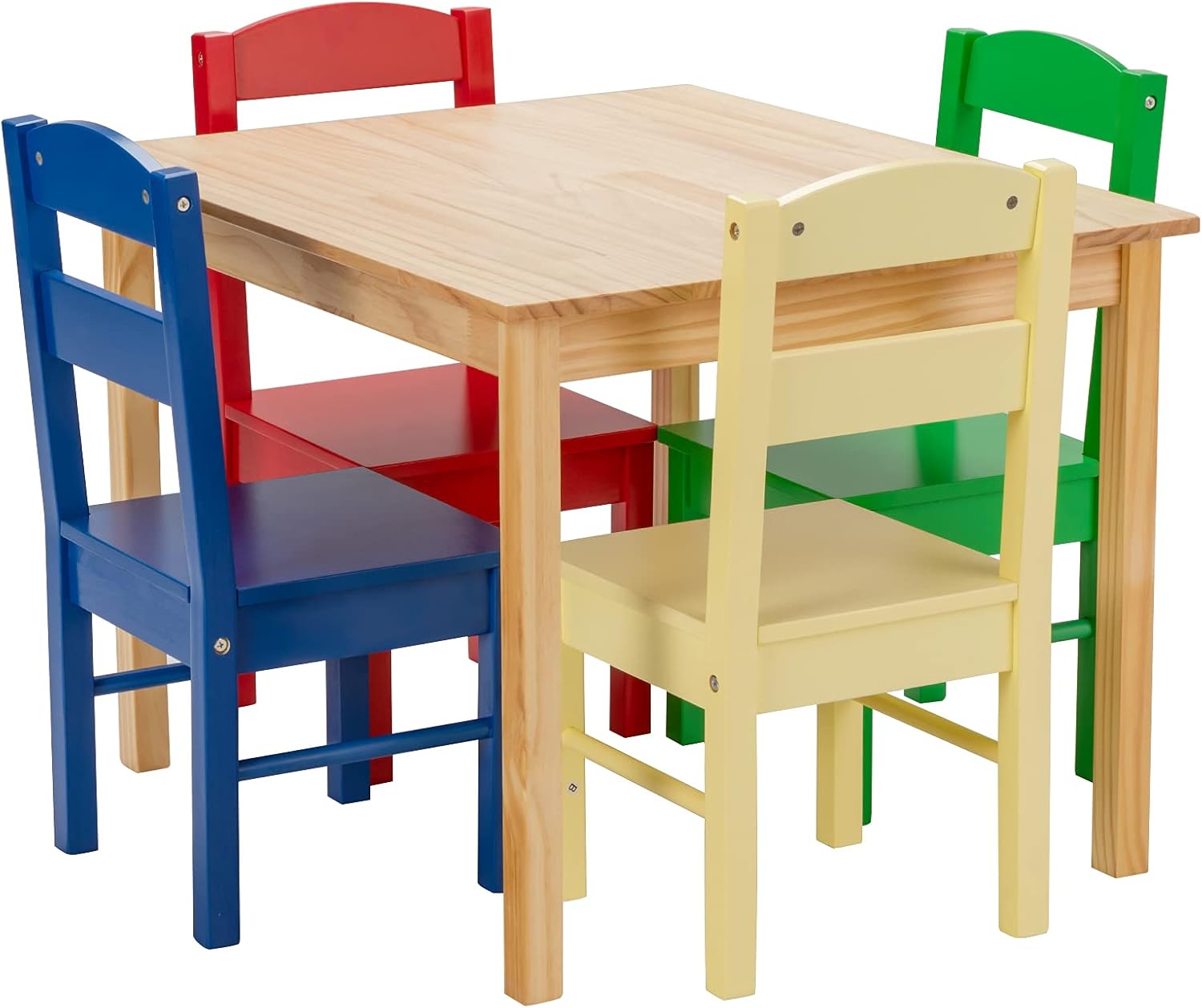 GLACER Kids Wood Table & 4 Chair Set, 5 Pieces Children Activity Table & Chairs, Ideal for Reading, Arts, Crafts, Snack Time, Kids Furniture, Toddler Table and Chair Set for Boys Girls