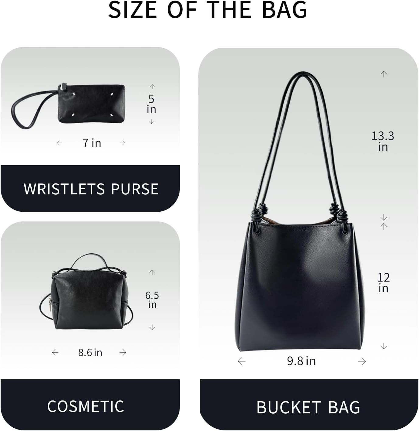 Women’s Fashion Handbags 3PCS, Crossbody Bags Set Large Leather Purse Shoulder Handbags with Wallet Adjustable Straps for Ladies Tote