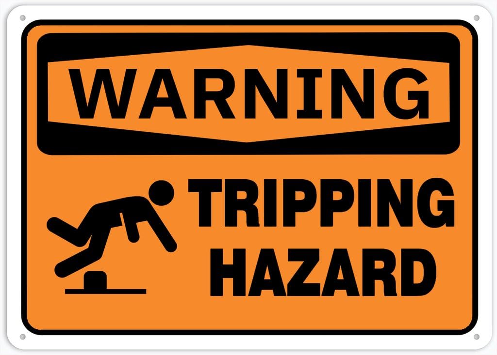8"x12" Aluminum Metal Sign Plate - Warning Safety Sign Tripping Hazard - Caution Warning Notice