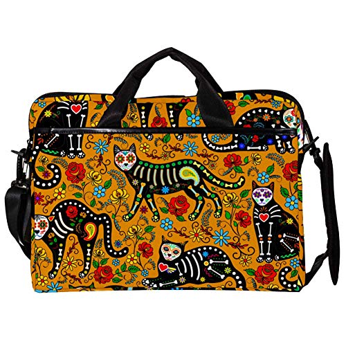 Bolso bandolera para laptop ideal para la universidad y oficina con estampado de gatos y flores