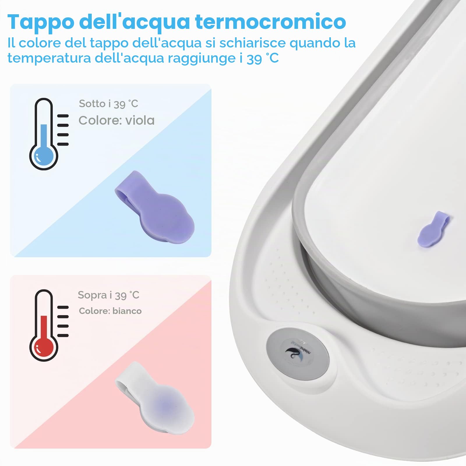 Vasca da bagno pieghevole, 81 x 48 x 24 cm, per neonati, pieghevole, con vasca da bagno, cuscino di supporto, tappetino per il bagno, piatto doccia per neonati (grigio)