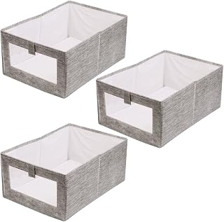 Mnixy 3 Pack of Wardrobe Storage Box Organizer Foldable Clothes Storage Box Bins Clothes Boxes for Wardrobe, Foldable Storage Boxes 40 x 28 x 17 cm Super Large for 10-15 Sweater or Pants