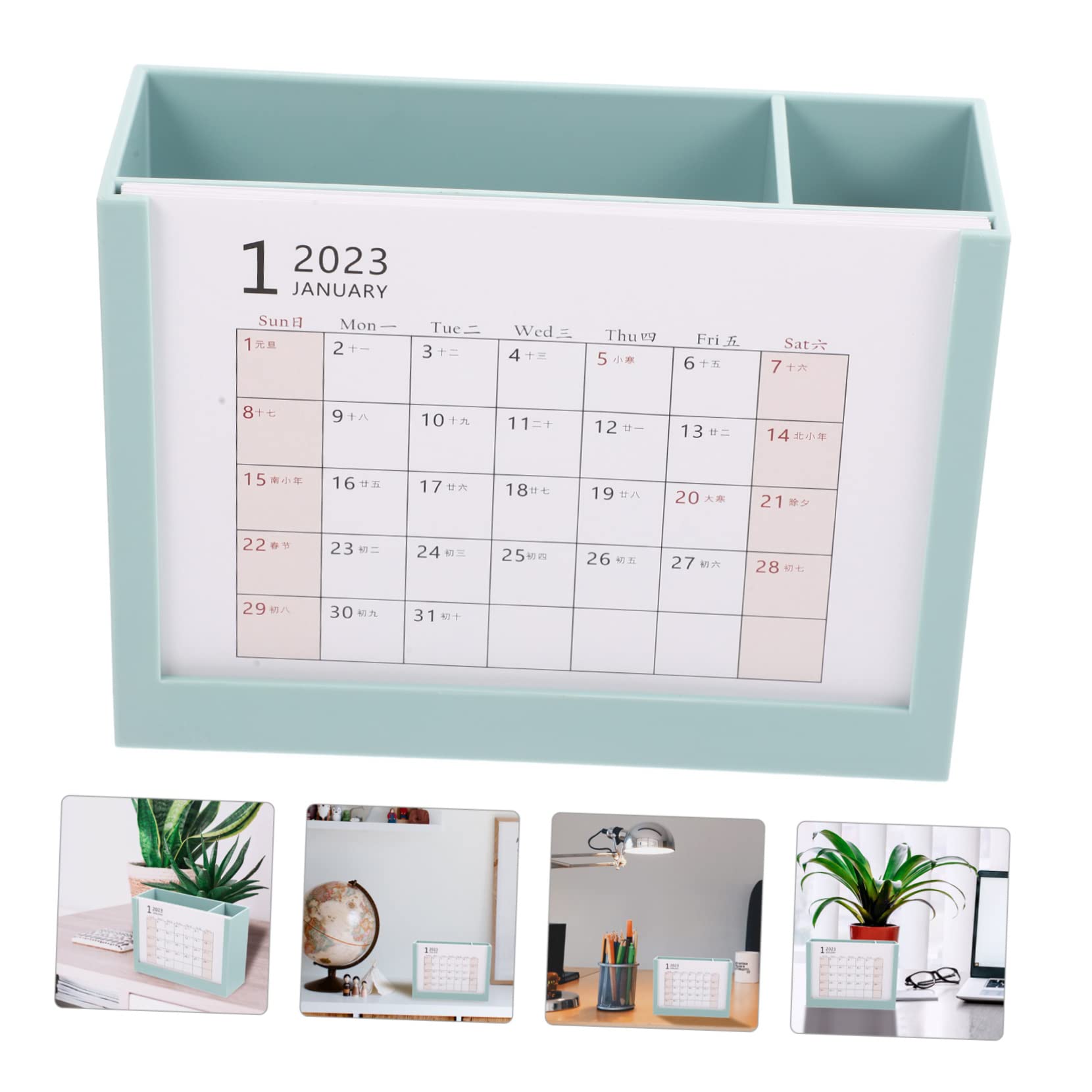 VILLCASE 3 Stück 2023 2023 Stifthalter-Tischkalender Mini-Tischkalender Schreibtisch-Container Tageskalender storage boxes aufbwahrungs-box vielseitiger Bürokalender Desktop-Container p.s