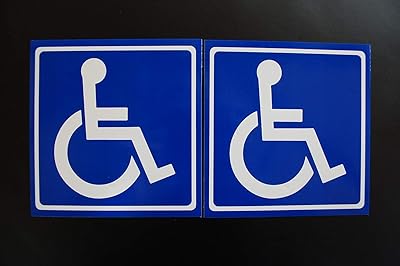 (2 Pack) Disabled Wheelchair Sign Stickers Vinyl Decals, Disability Handicap Self Adhesive 5 x 5