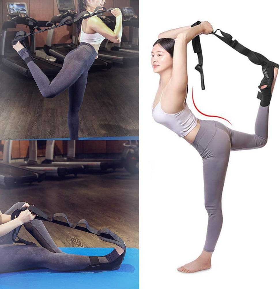 Sweet sevenSports Leg and Foot Stretcher, for Pain Relief Plantar Fasciitis, Heel Spurs, Achilles Tendonitis, Yoga Foot & Leg Stretcher Ligament Stretching Belt, Calf Stretcher Strap (Black)