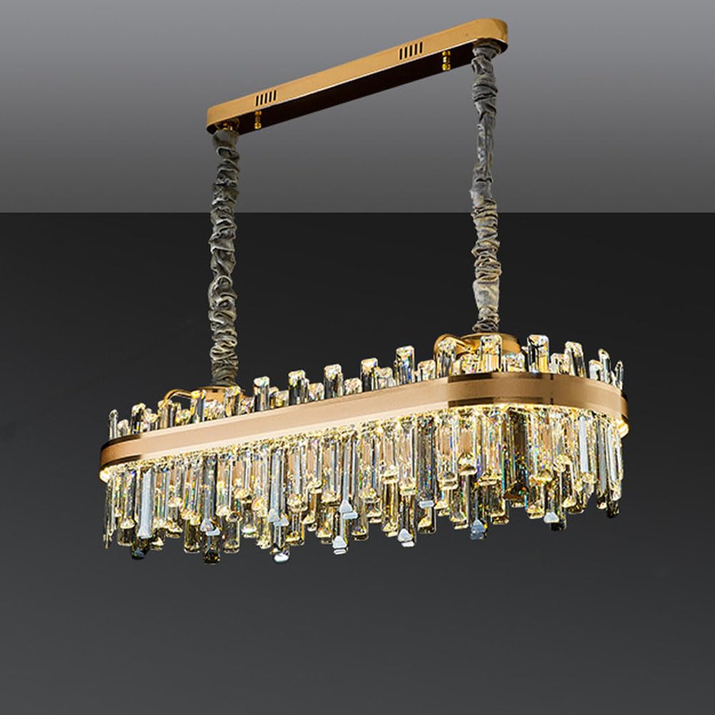 HXYSXHJUO High-end light luxury crystal chandelier, modern minimalist lamp, multi-tier for bedroom duplex European dining room,oval 95cm