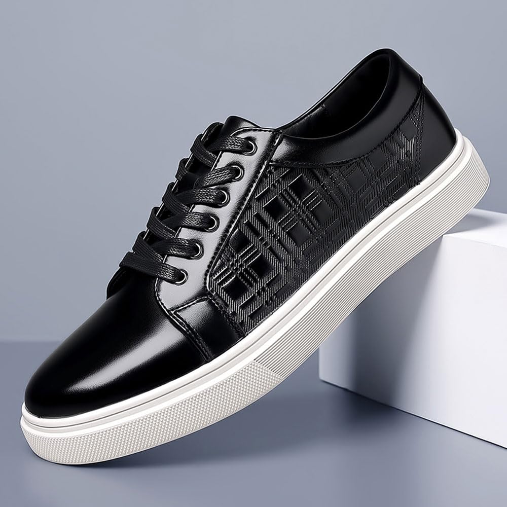 MANLADUO Zapatillas de deporte para hombre, informales, estampadas, con diseño de cordones, versátiles y de caña baja para estudiantes