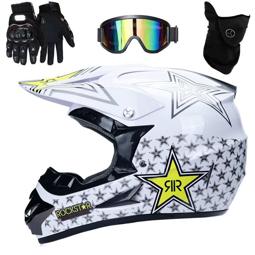 Casque De Moto pour Enfant Motocross Cross Off-Road, D. O. T Standard Enfants Quad Bike VTT Go Karting Casque