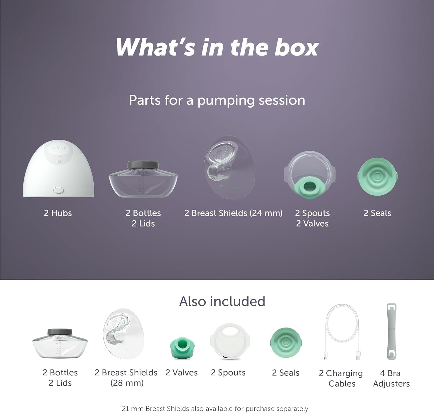 Elvie - Double, Wearable Breast Pump w/App - The Smallest & Quietest - Portable - Hands Free & Discreet - Automated with Four Personalized Settings