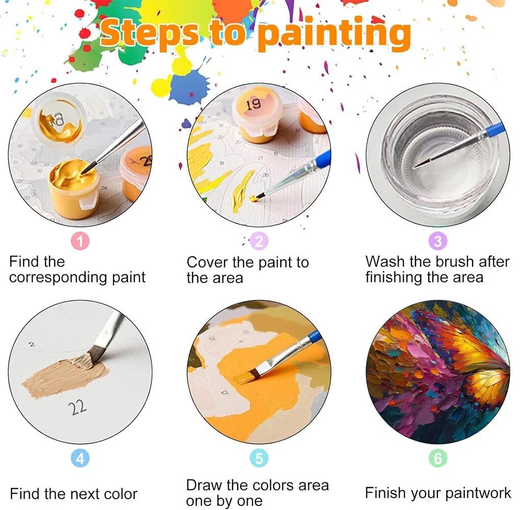 Peinture Numero Adulte Papillon Peinture Numero Grand Format 60x120cm Peinture par Numero Enfant Abstrait Numéro d'Art Kit Peinture par Décoration Murale Intérieure et Cadeaux Femme (Sans Cadre) Q-435