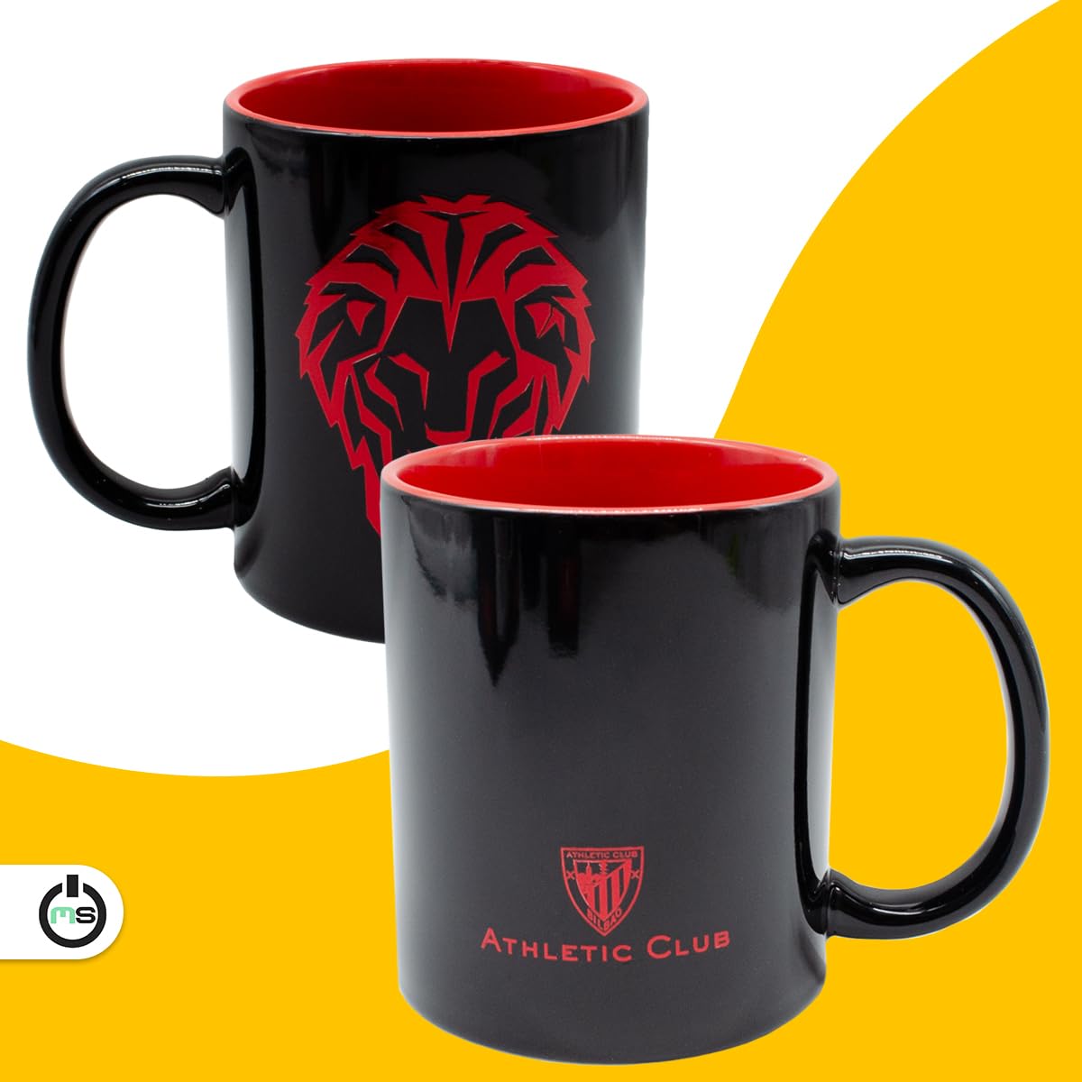 ms móvil shop Taza Cerámica Athletic Club Bilbao 330 ml – Diseño León – Producto Oficial en Caja Regalo – Apta Microondas y Lavavajillas – Ideal para Desayuno, Oficina o Regalo para Aficionados