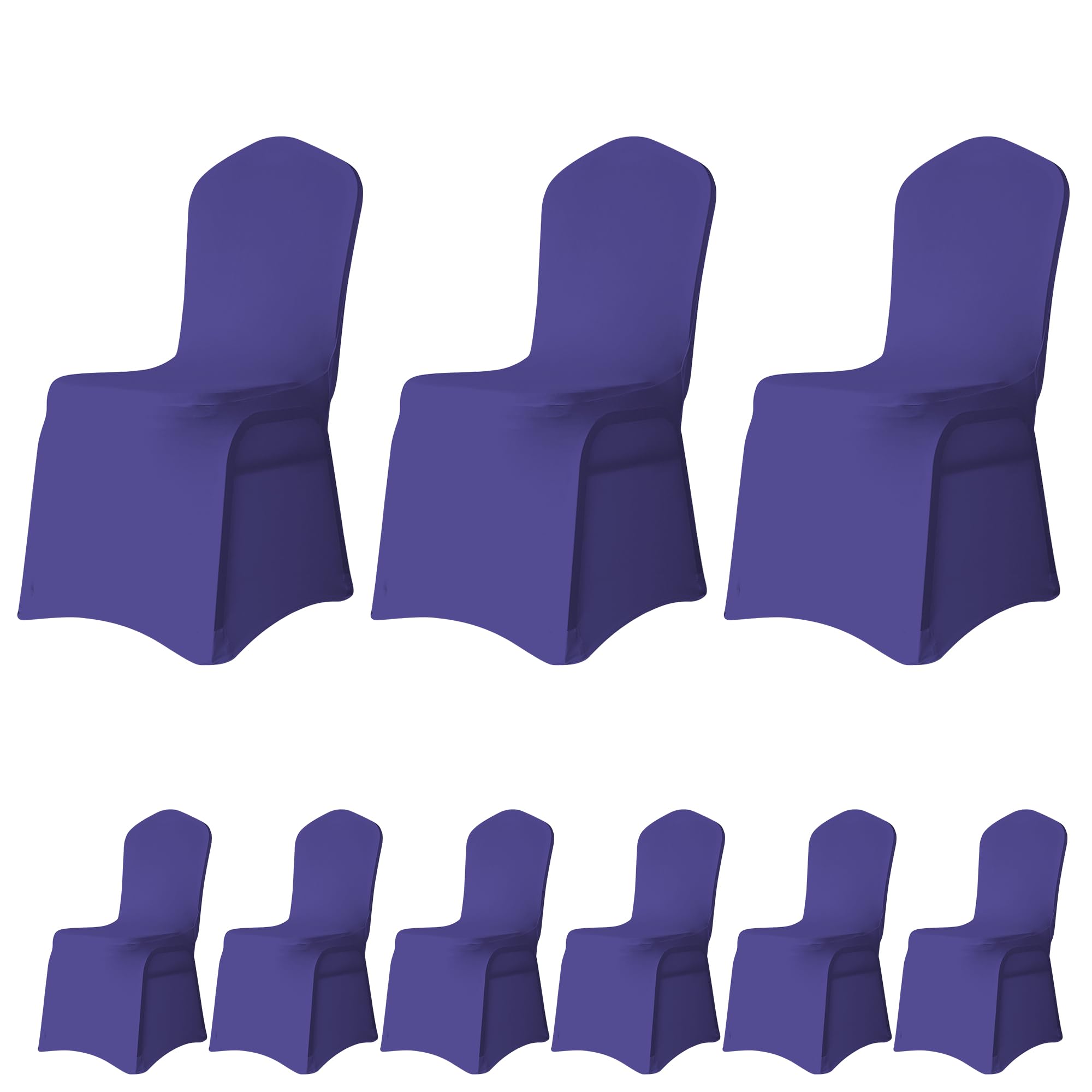 Trimming Shop Chair Cover Spandex Polyester Stretch Fabric Front Flat Dining Slipcovers Washable & Removable Wedding Chair Covers for Banquets Ceremony & Hotel Dinner (Purple, Pack of 10) โ image 1