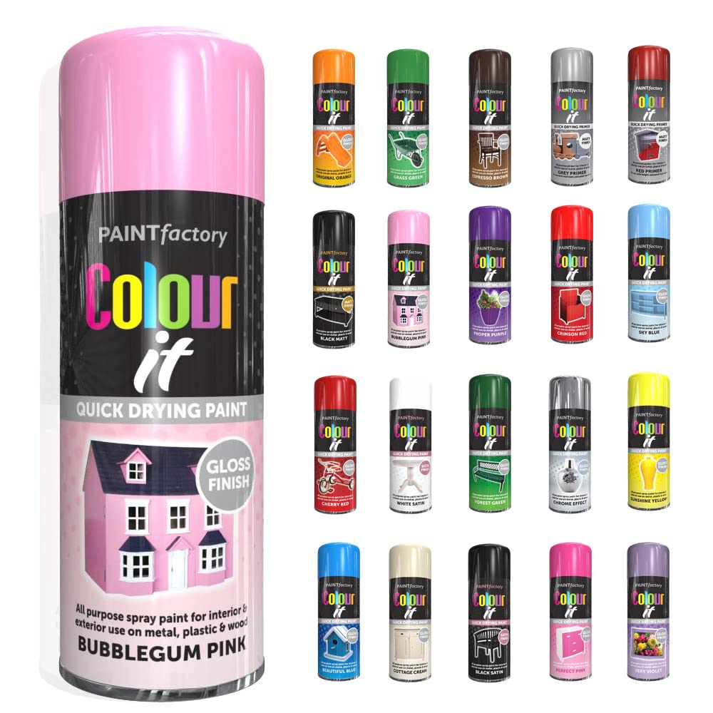 SCHNAZZ 1 x All Purpose Bubblegum Pink Aerosol Spray Paint 400ml Fast Dry, Quick Drying Spray and Excellent Coverage for Wood, Metal, Plastic, Glass and More