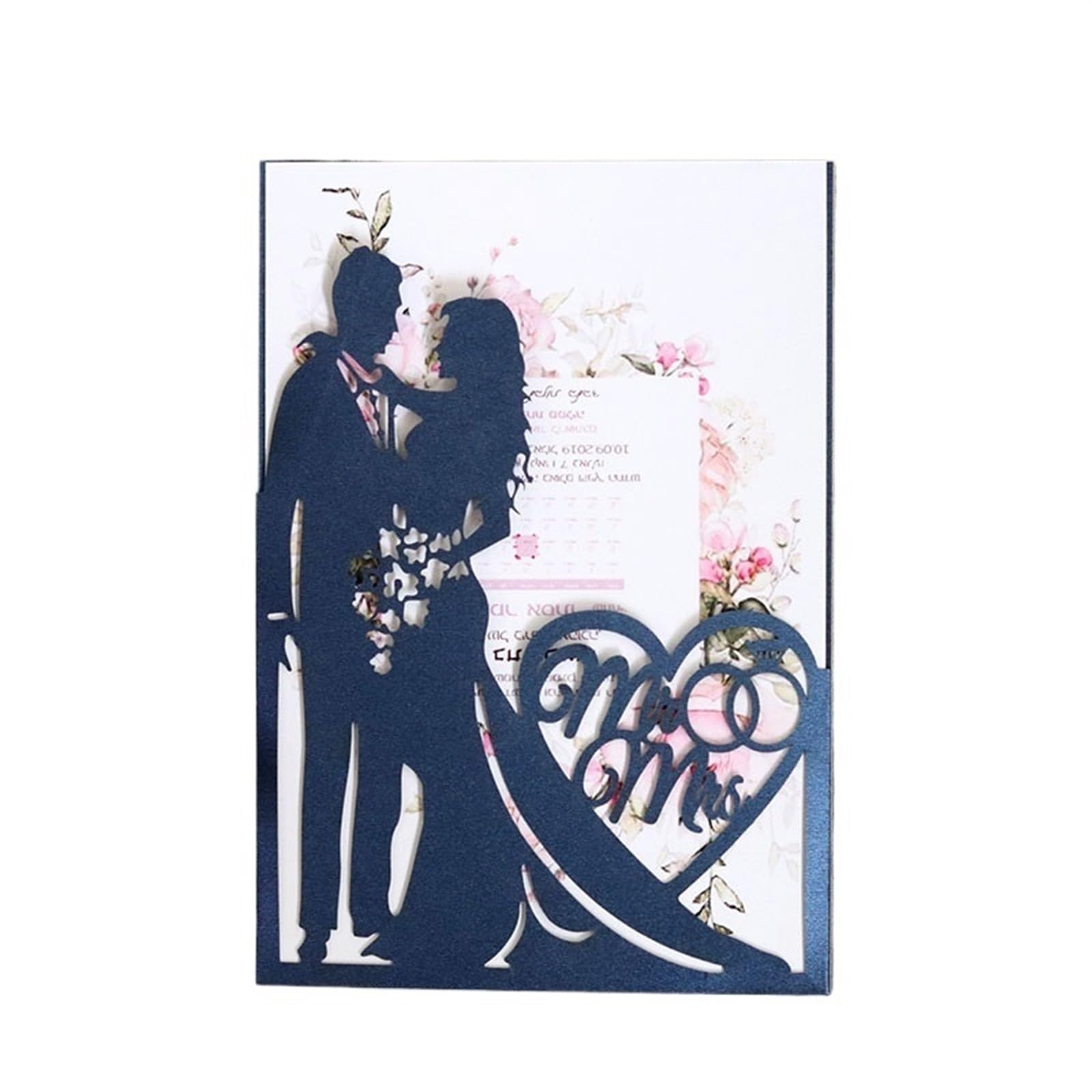 Inviti Matrimonio 25 pezzi di moda for sposi e sposi biglietti for inviti di nozze biglietti d'invito con cuore d'amore biglietti d'invito decorazioni for feste di San Valentino(Blue Cover and inner)