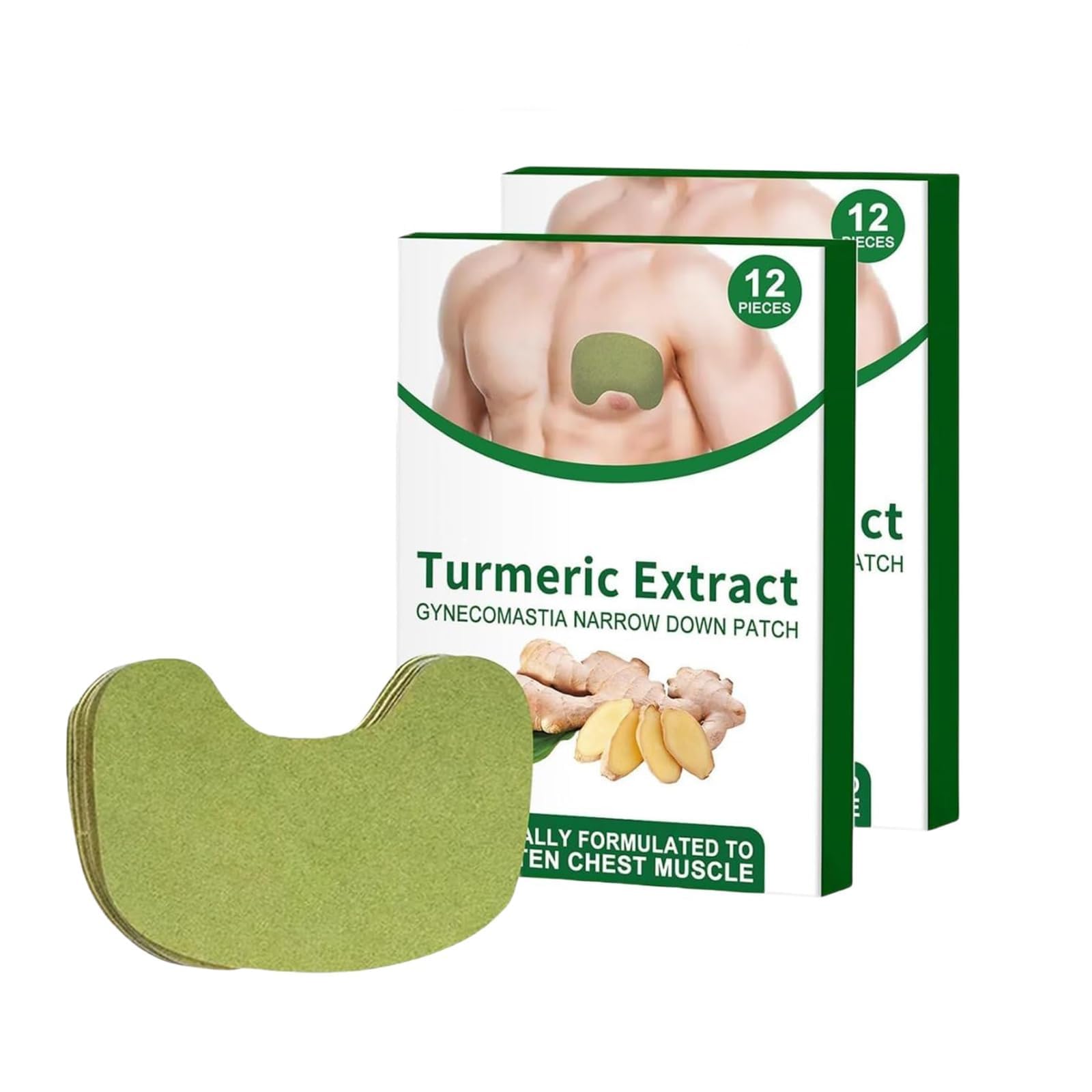 Gynecomastia Compress Patch, Gynecomastia Tightening Ginger Patch, Ginger Cream for Men, Tightening Chest Muscles with Natural Ingredients, Shrinks Men Chest Tightening Ginger Cellulite Patch (2 Set)