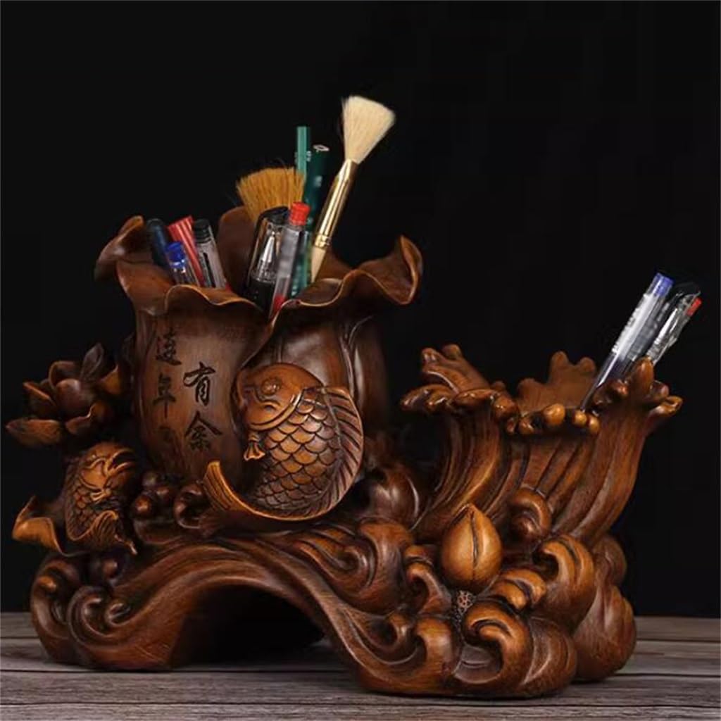 Décoration porte-stylos, boîte de rangement pour papeterie de bureau, porte-stylo décoratif chinois, seau, fournitures de bureau