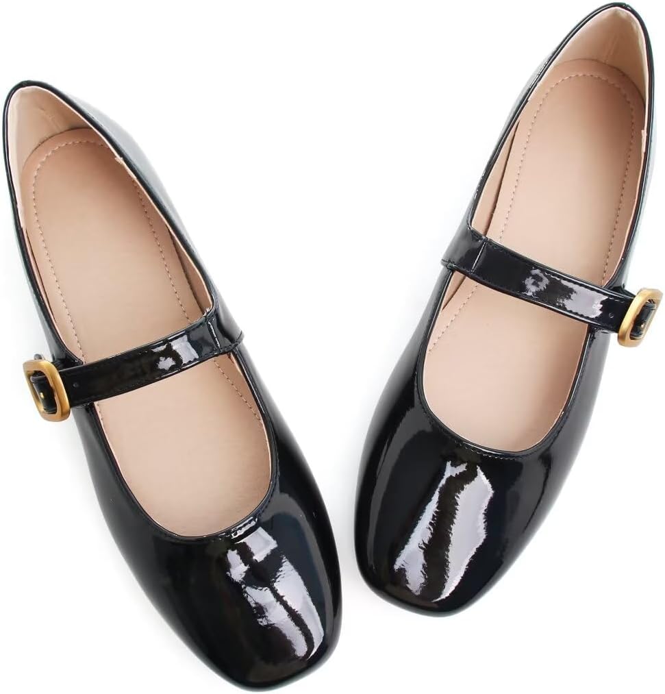 TN TANGNEST Leather Flats for Women Comfortable Square Toe Slip On Flats Soft Work Flats Retro Mary Jane Flats - Image 5