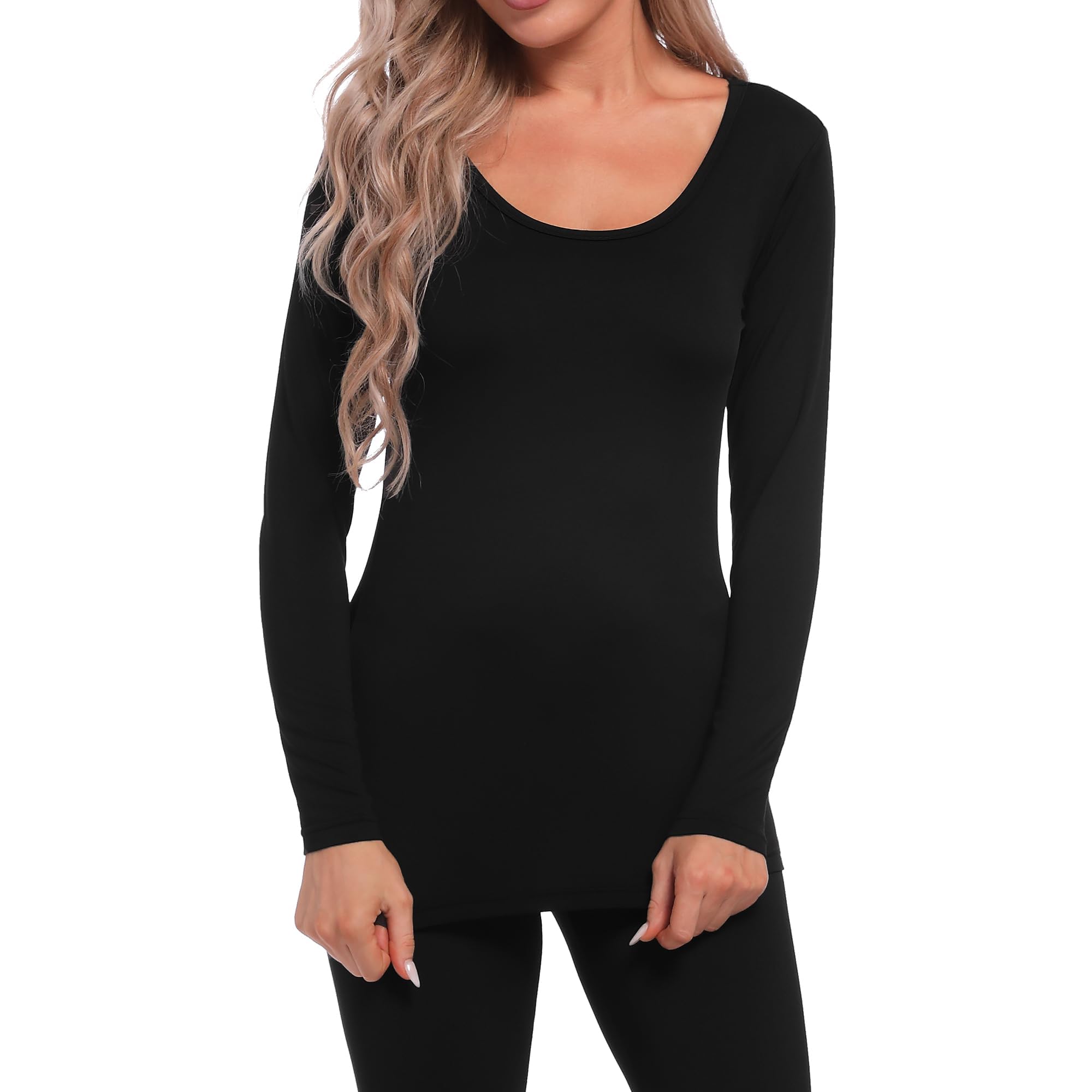 INNERSY sous Pull Thermique Femme Léger sous-vêtements Thermiques Haut Manche Longue Hiver/Automne