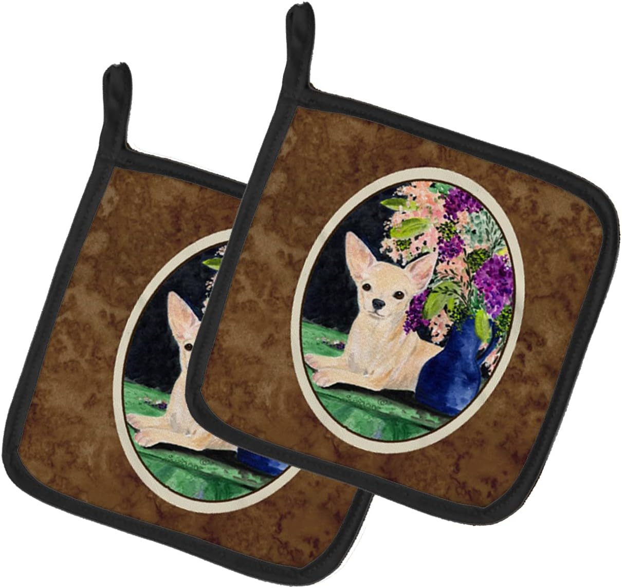Caroline's Treasures SS8289PTHD Chihuahua Pair of Pot Holders Kitchen Heat Resistant Pot Holders Sets Oven Hot Pads for Cooking Baking BBQ, 7 1/2 x 7 1/2