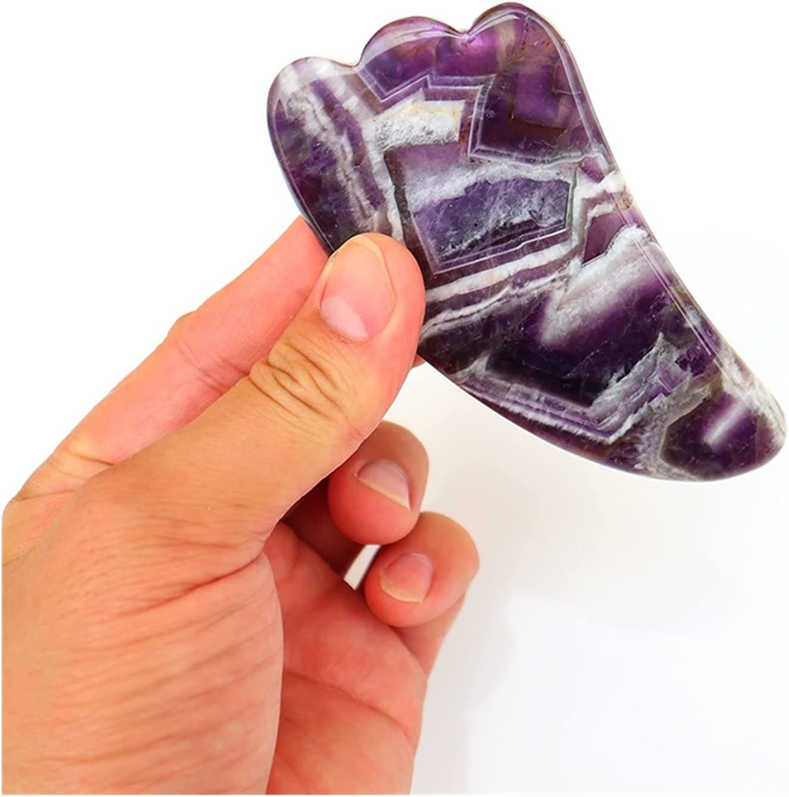 Amatista Piedra en bruto Cuidado de la cara Herramienta de masaje Rodillo de amatista Juego de masaje Gua Sha Masajeador de jade de cristal natural Facial Cuerpo Cuello Piel Belleza Desintoxicación In