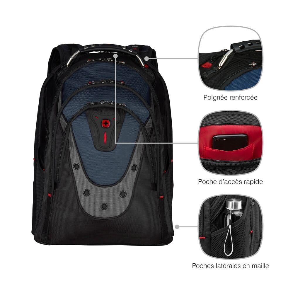 Wenger IBEX Sac à dos pour ordinateur portable avec poche dédiée pour tablette, bretelles absorbant les chocs, organiseur essentiel et poignée ergonomique renforcée