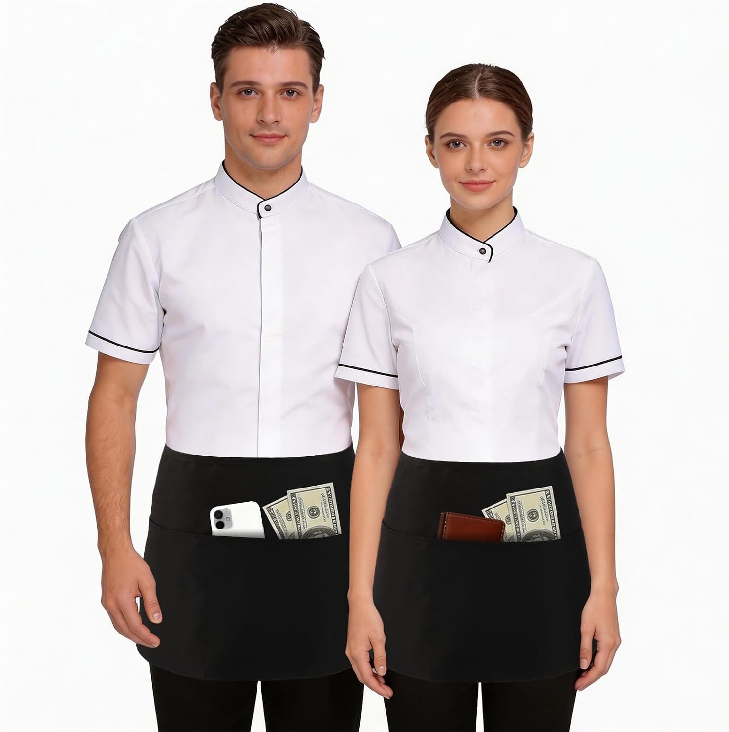 Server Apron with Multi-Pocket Design, Extra-Long Straps & Large Fit for Restaurant Servers, Bartenders & Baristas