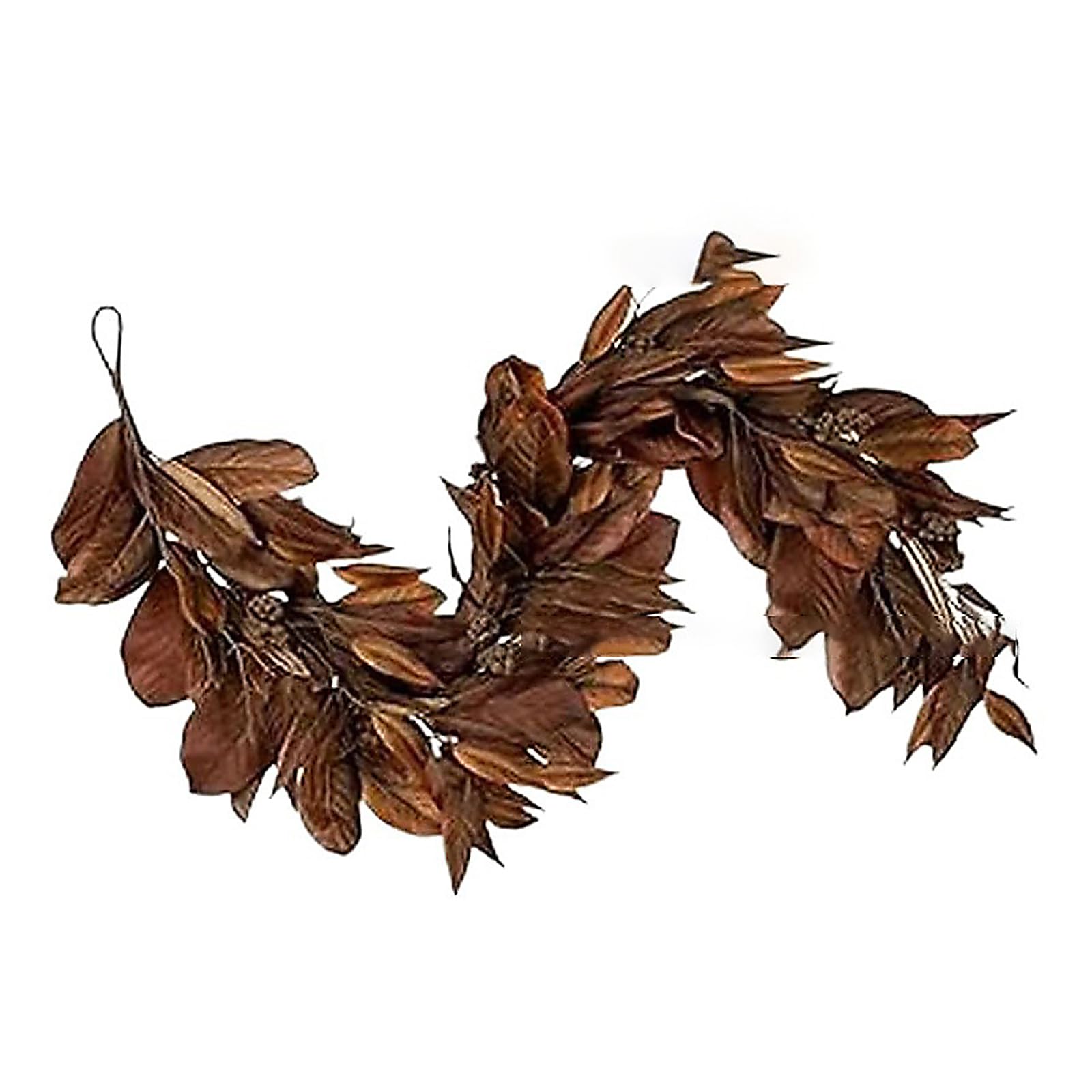 Guirlande de feuilles brunes d'automne artificielles imperméables avec pommes de pin déco