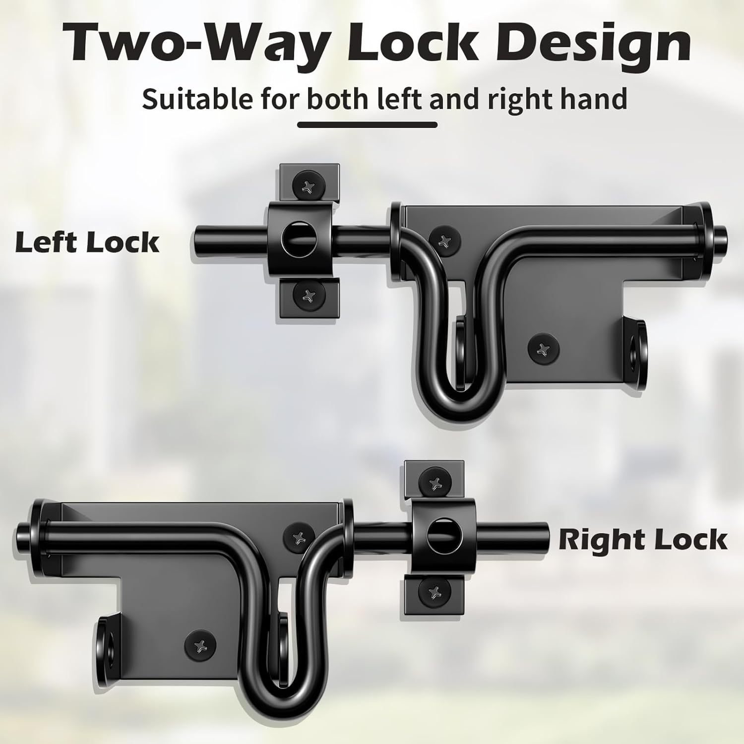 Heavy Duty Gate Latch with Padlock Hole, Metal Thickened Slide Bolt Latch for Wooden Fence/Shed Door/Barn Doors, Left or Right-Handed Use (1 Pack)