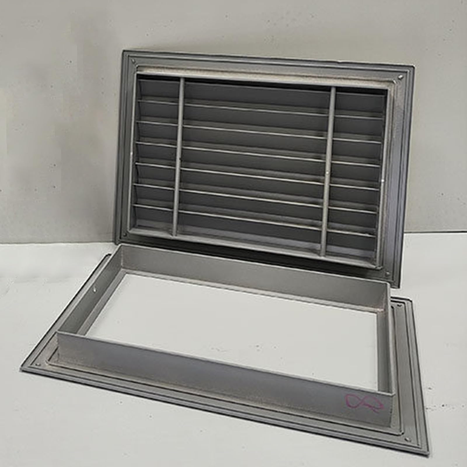 Zweiseitige Lüftungsgitterabdeckung aus Aluminium, 30 x 30 cm, Dachbodenlüftung, langlebiges Lüftungsgitter für Innentüren, effiziente Luftstromlösung, Grau