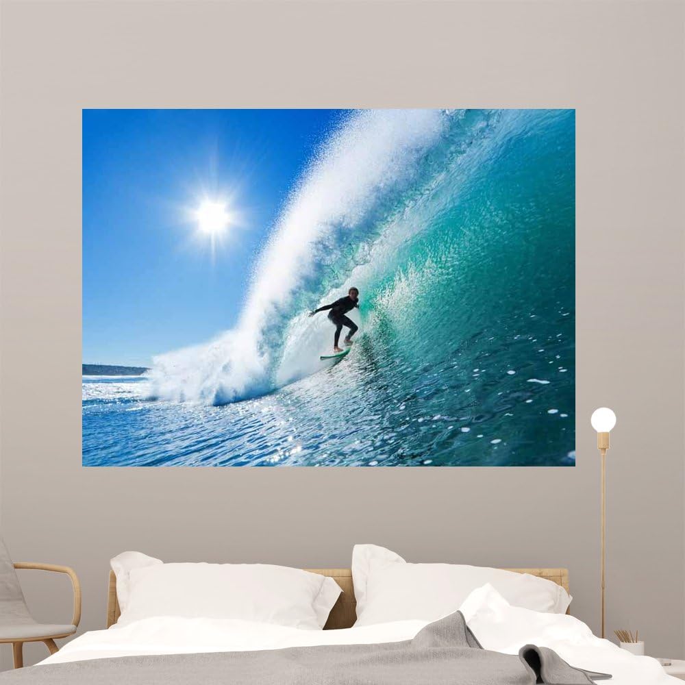 Wallmonkeys GEN-10546-60 WM247139 Surfer on Blue Ocean Wave Peel and Stick Wall Decals, 60" W x 44" H-Jumbo