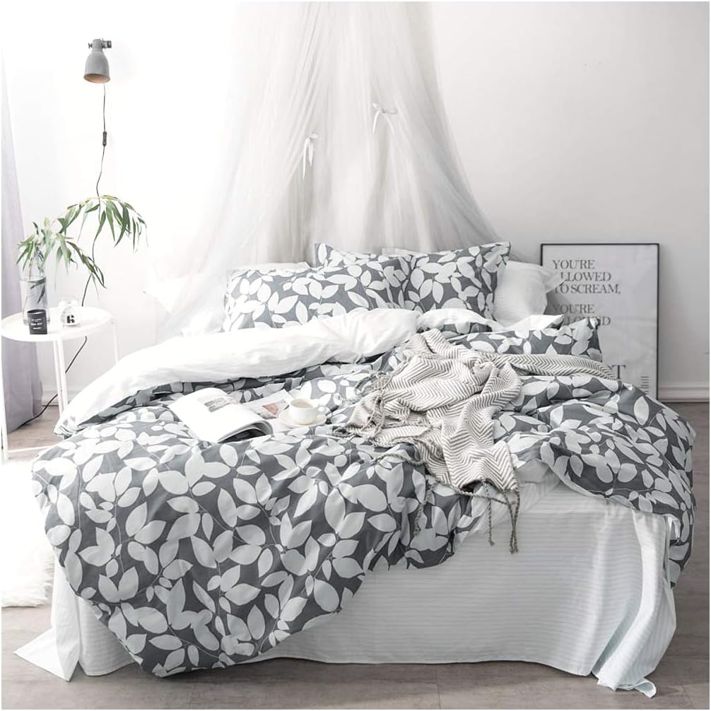 Eikei Home Modern Geo Leaf Print Cotton Quilt Duvet Cover