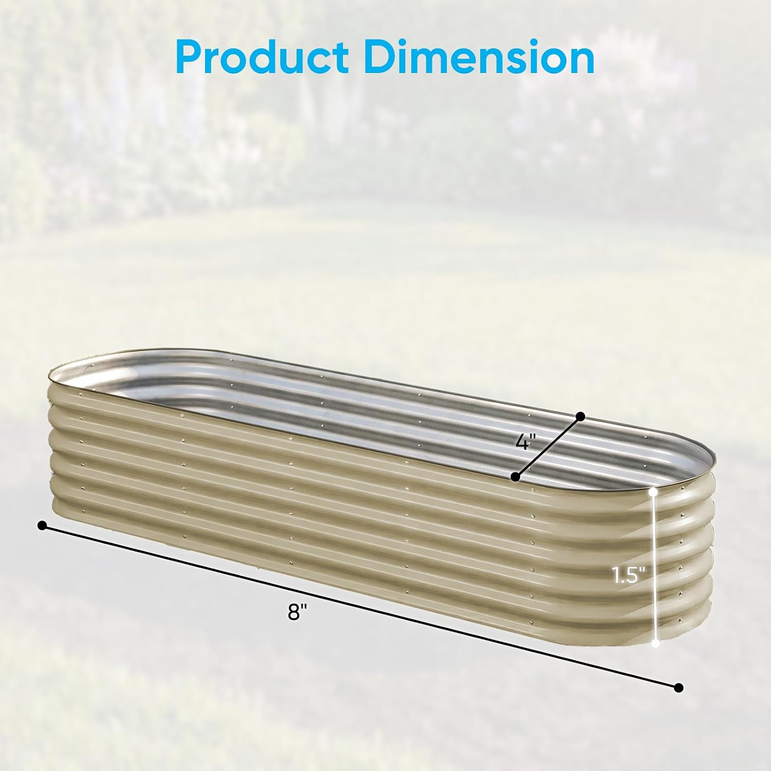 TABU Galvanized Raised Garden Bed Outdoor, 8x4x1.5 Ft Metal Planter Box with Anti-Cutting Edge, Rust-Resistant Garden Bed Kit for Outdoor Gardening, for Vegetables, Flowers, Herbs, Beige