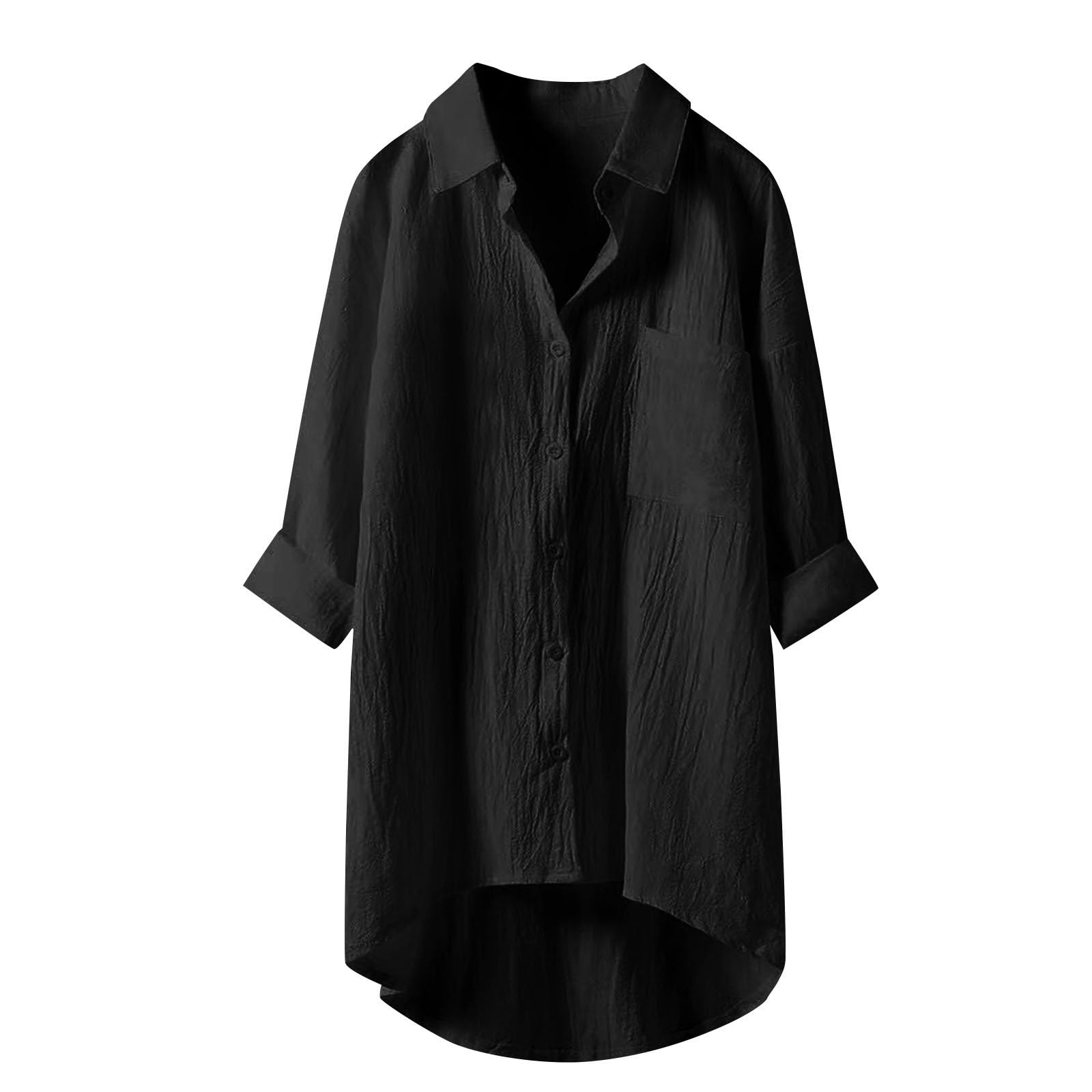 Damen süße Leinenblusen Tops Mode Revers Casual Solide T-Shirts Langarm Tropische Frühling Bluse Loose Fit Button Down Tunika Familie T-Shirts Kleid Tops Blusen 2026