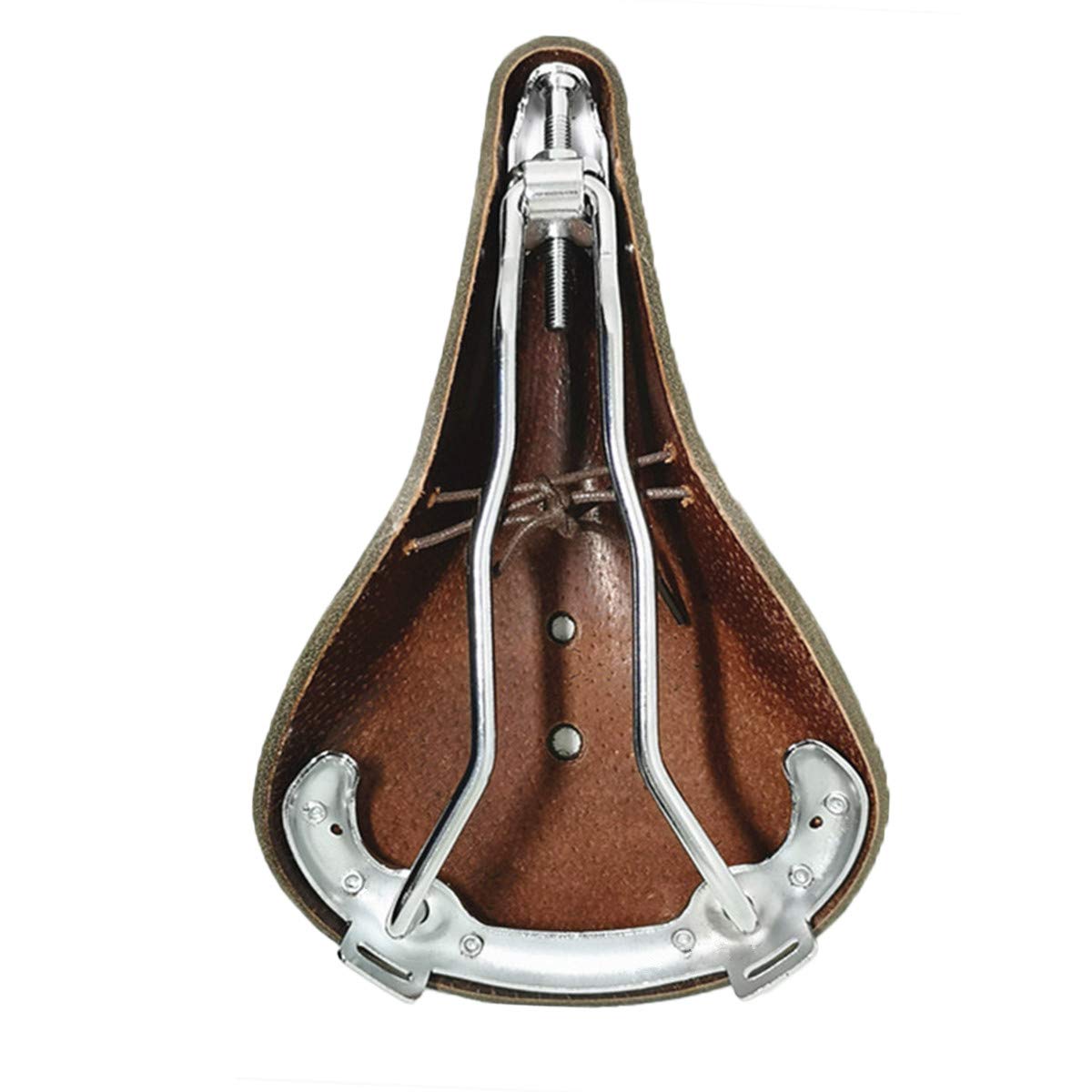 TentHome Selle Vélo Vintage En Cuir Véritable – Double Ressort, 9 Rivets, Cadre Acier, 34x22x10 Cm, Pour Ville Et Trekking
