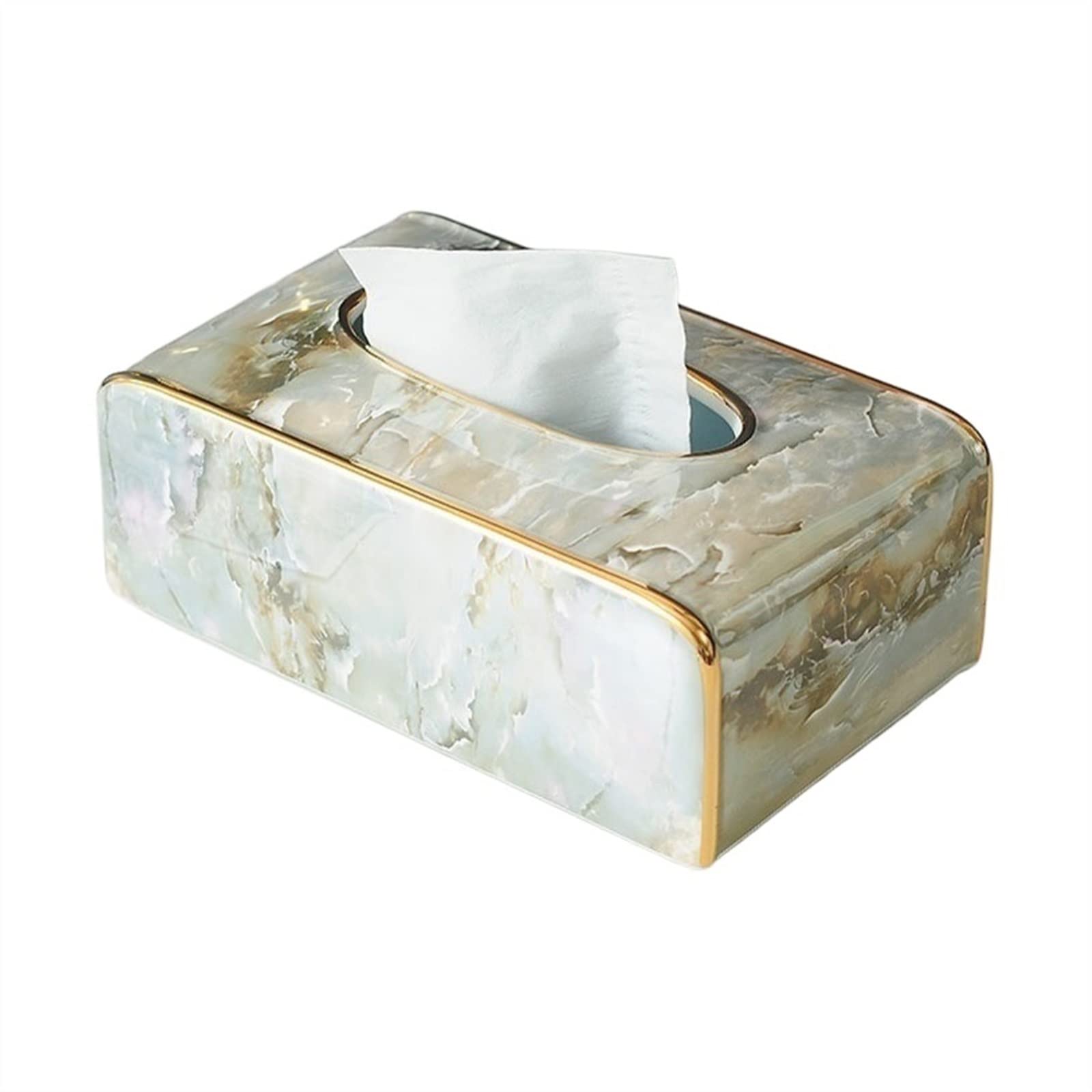 GTHTUHFD Car Tissue Holder Ceramic Tissue Box Imitation Texture Marble Desktop Napkin Box Living Room Light Luxury Pumping Paper Box Rack Tissue Box Holder