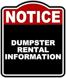 DUMPSTER RENTAL INFORMATION Notice Red Black Aluminum Composite Sign 8.5 x 10 inches