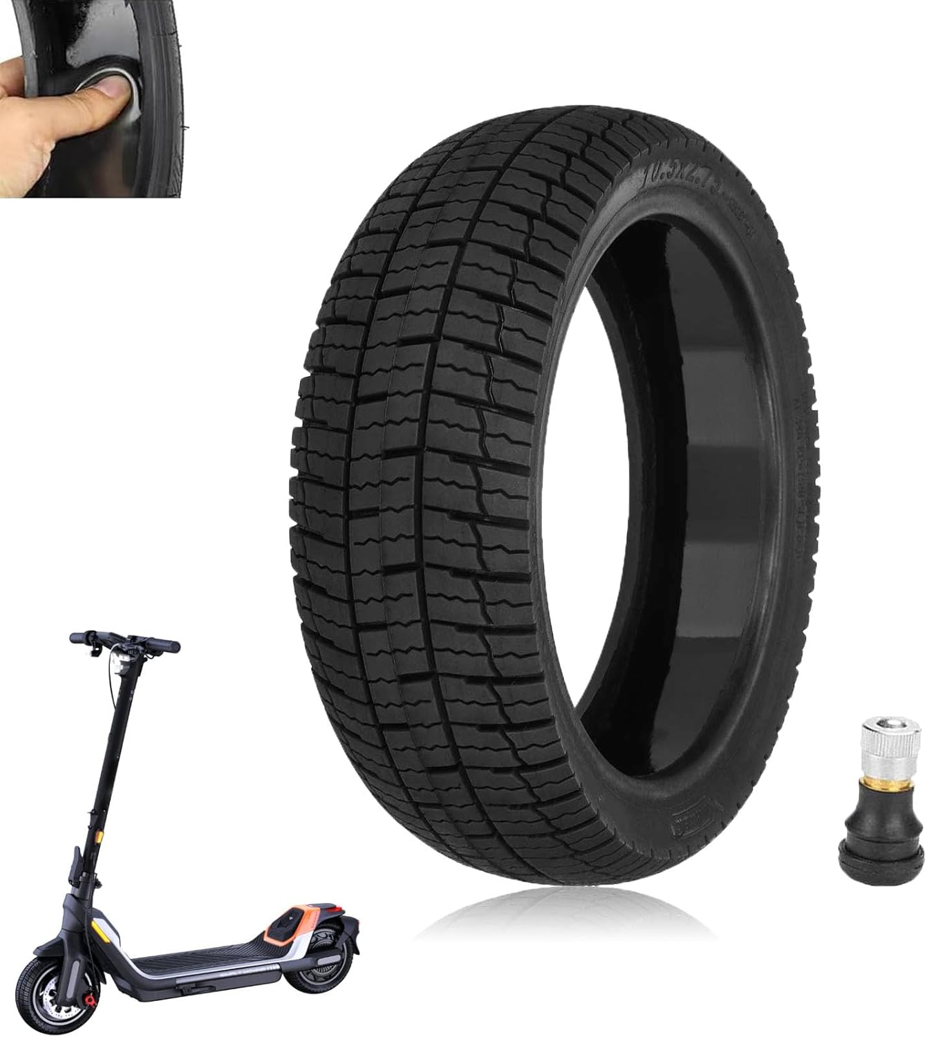 10.5x2.75 Tubeless Tire 10 Inch for Segway Ninebot P65 P100 P100S Electric Scooter, Self Repairing, Thicken Tires, Non-Slip, Spare Wheels for Kickscooter Accessories, Type 1, 1 Pack