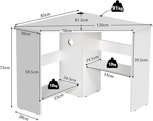 Miniatura 3 de JV10265WH - Escritorio esquinero, color blanco