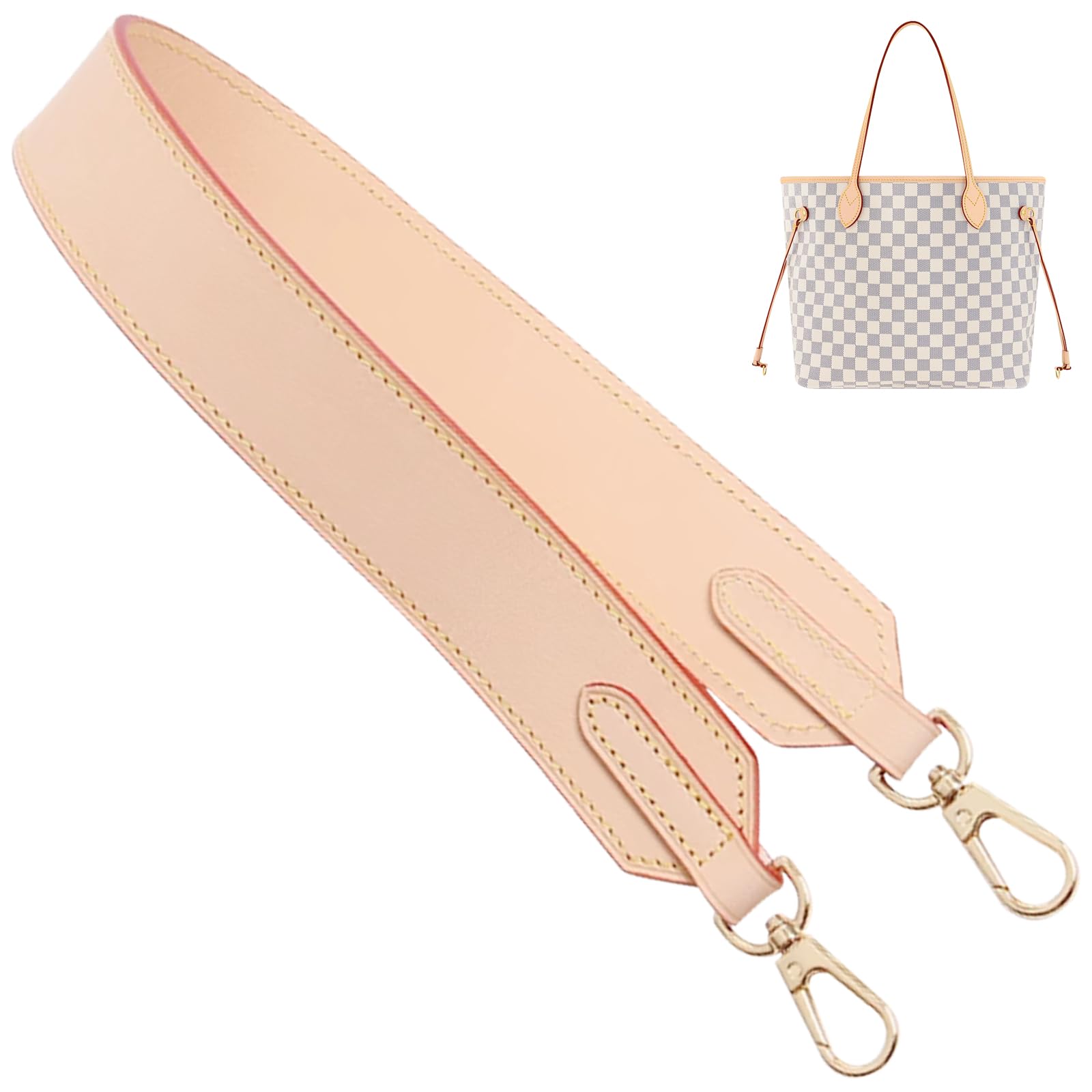 jiesinlov Vachetta Leather Straps Replacement Bag Shoulder Strap for Neverful Tote Handbag(Apricot-65)
