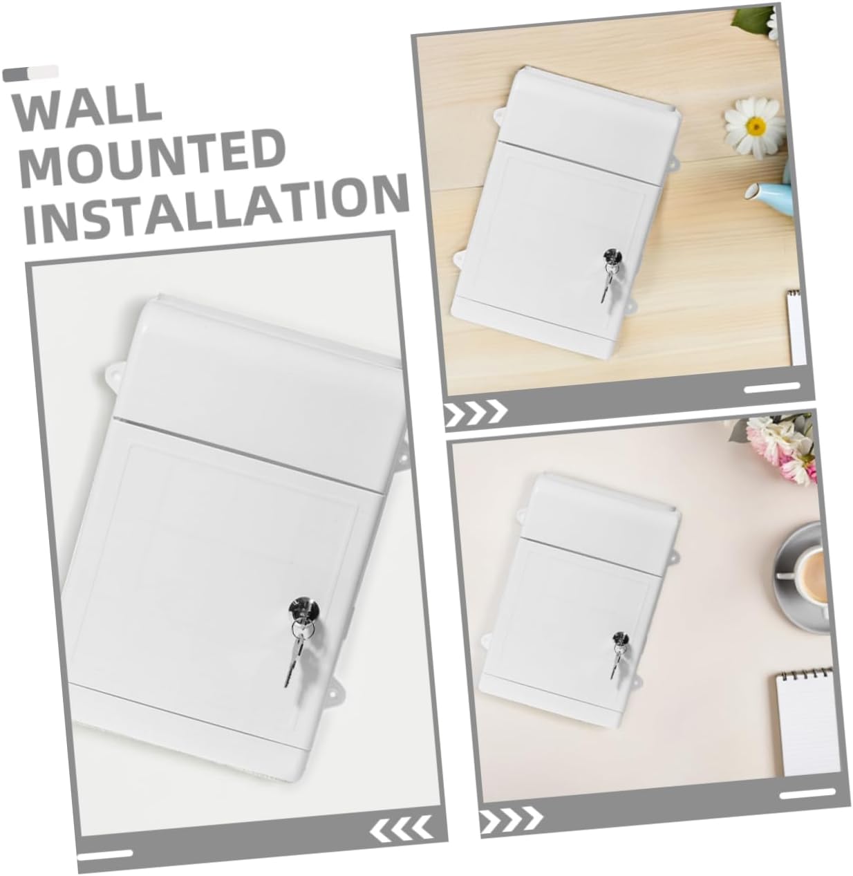 Uonlytech 2Set Wall Mount Mailbox Rainproof Design for Office Community Large Capacity Quick Installation Elegant White Finish for Suggestions Complaints Collection