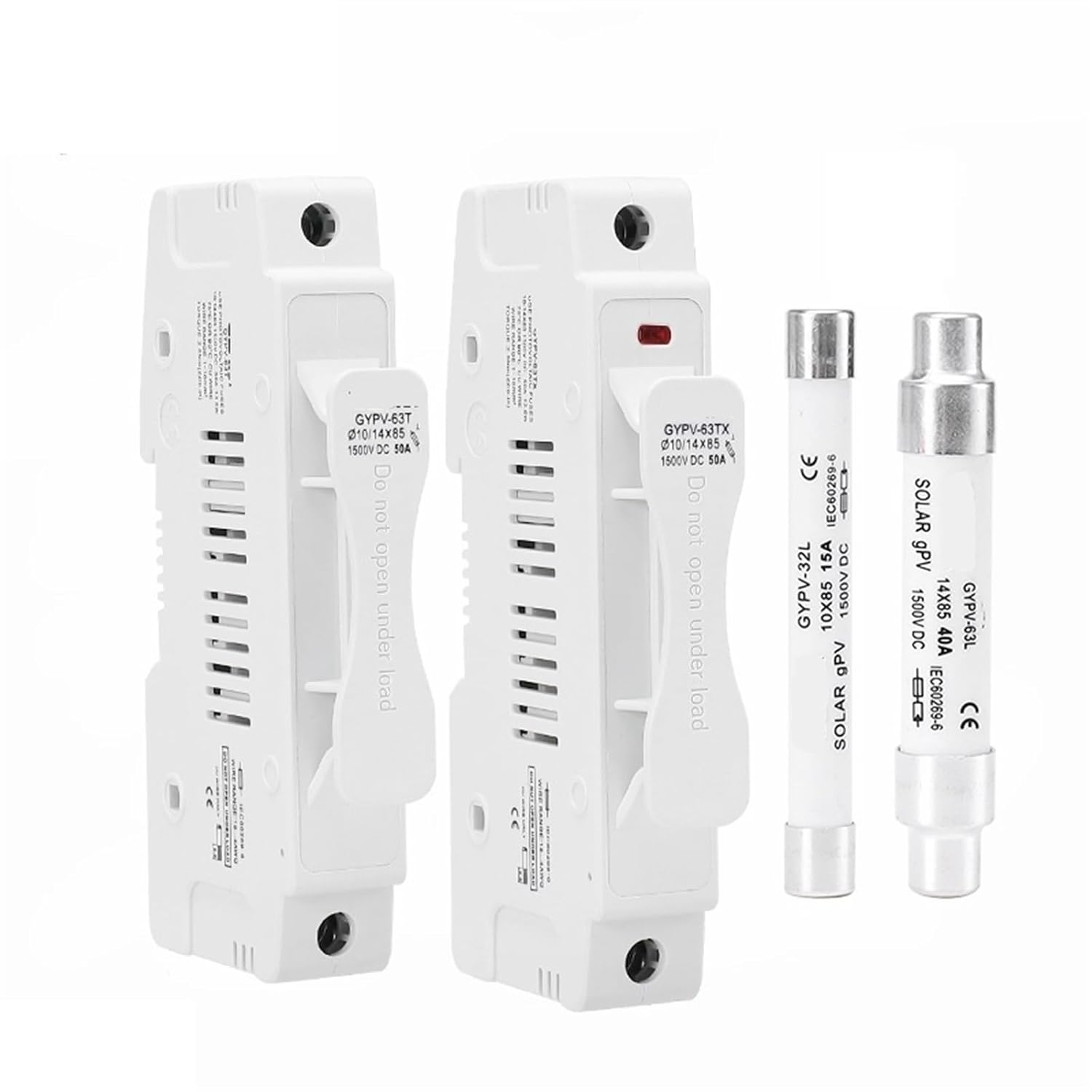 GYPV-63 1500VDC Fuse Holder 10 * 38mm 14 * 85mm Solar PV DC Fuse 1P 10A 15A 25A 30A 40A 50A Photovoltaic Switch 1Pcs (Size : 25A Fuse with Holder)