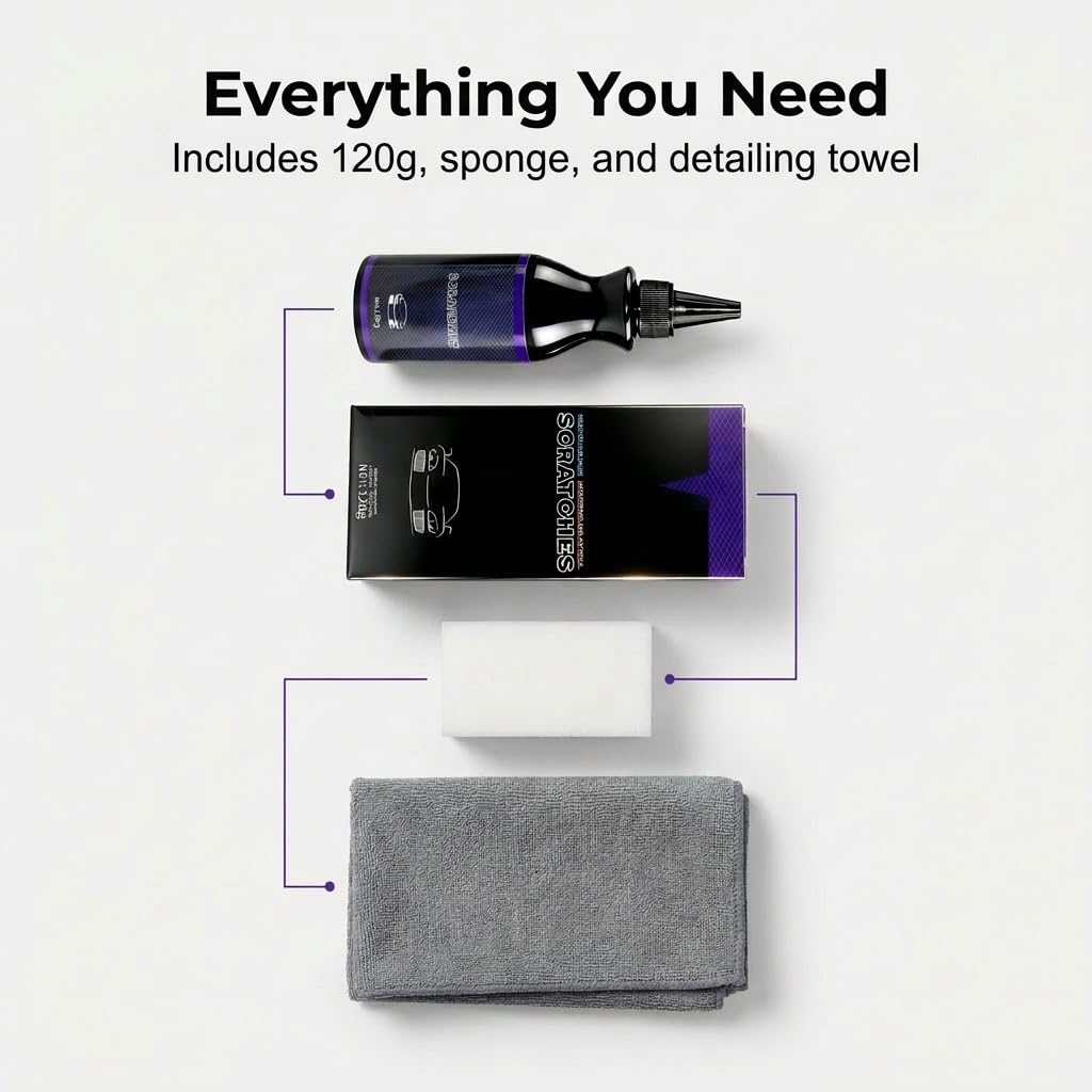 2026 Upgraded Car Scratch Remover – Professional Paint Correction Compound for Swirl Marks & Blemishes, Non-Toxic Scratch Repair for Cars, All-in-One Polishing and Waxing Kit with Buffer Pad (2PCS)