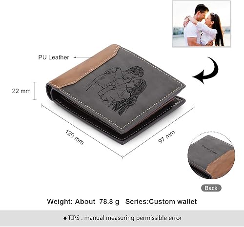Miniatura 3 de Personalizado hombres cartera personalizada foto carteras para hombres grabado viaje cartera para padre marido niños regalo del día del padre regalo