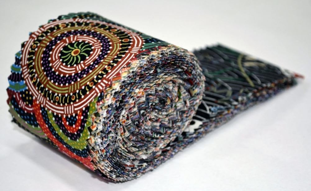 Jelly Roll (20 cuts) - Dreamtime Multi M&S Textiles Australian Aboriginal Aborigine 2.5" Strips Roll-Ups Bundle Quilter's Cotton Fabric Precuts (XMST-DTRA20) M529.30